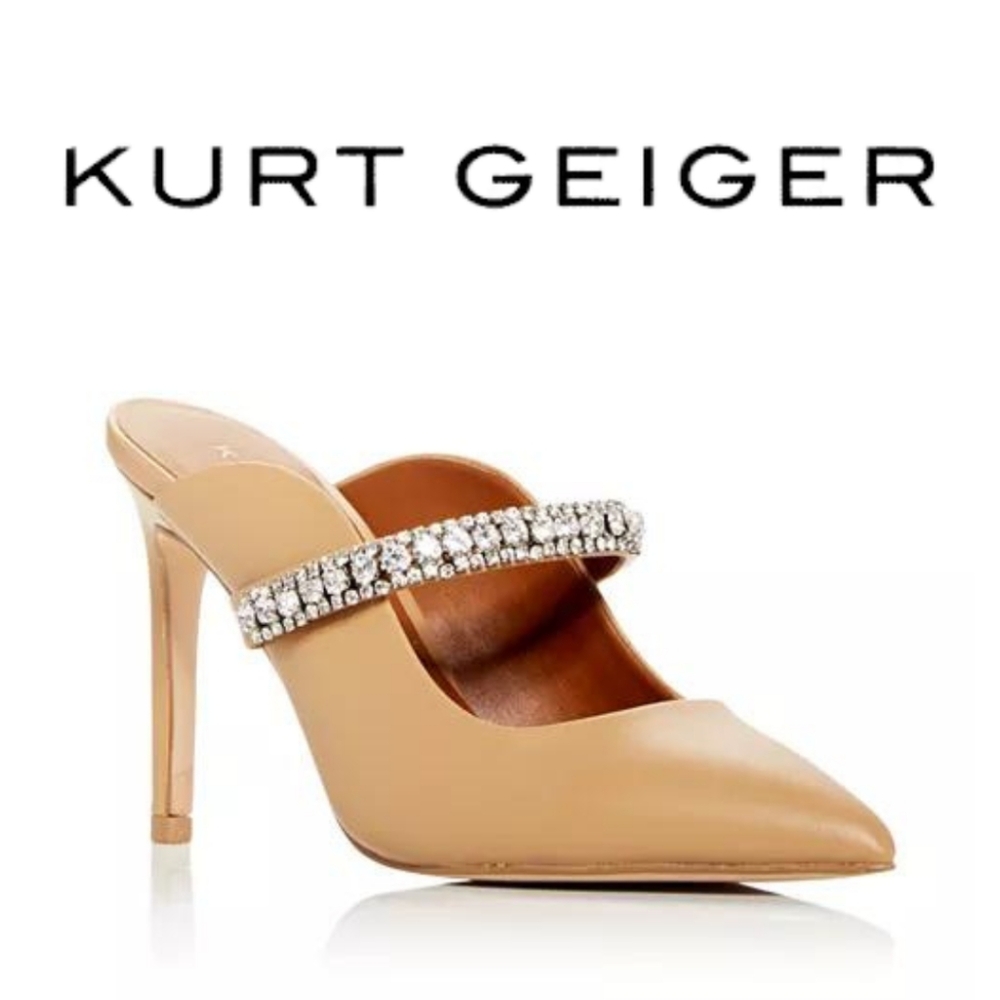 KURT GEIGER LONDON - Women's Duke Embellished High Heel Mules - Size 6
